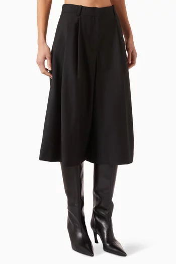 Pleated Culottes in Wool-blend Twill