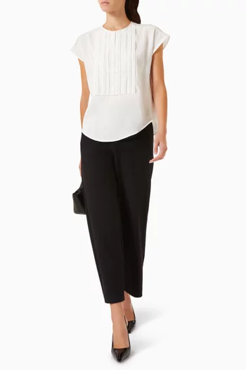 Pintucked Short-sleeve Shirt