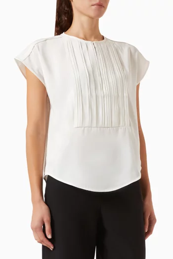 Pintucked Short-sleeve Shirt