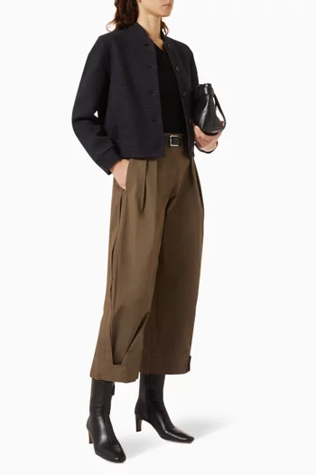 Pleated Tapered Utility Pants in Stretch-cotton