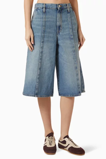Pintucked Culottes in Denim