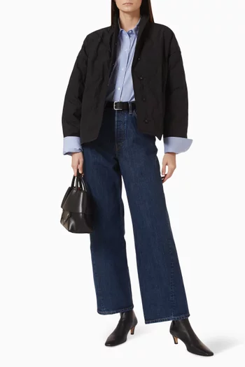 Quilted Shawl-collar Jacket in Cotton-blend