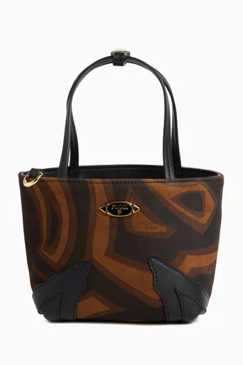BORSA SUEDE STAMPA LABIRINTO TOTE BAG WITH LEATHER STRAPS AND ZIP CLOSURE AND LOGO STAMP:Brown    :One Size|220198495
