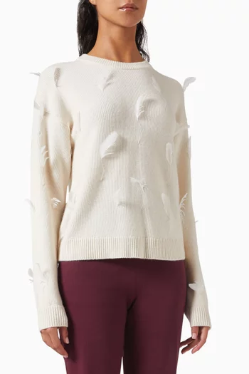 Avrae Feather-trim Sweater in Wool Blend