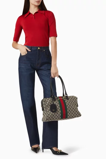 Large Borsetto Boston Bag in GG Canvas