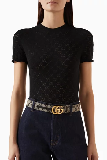 Reversible Cut GG Marmont Reversible Belt in Canvas & Leather