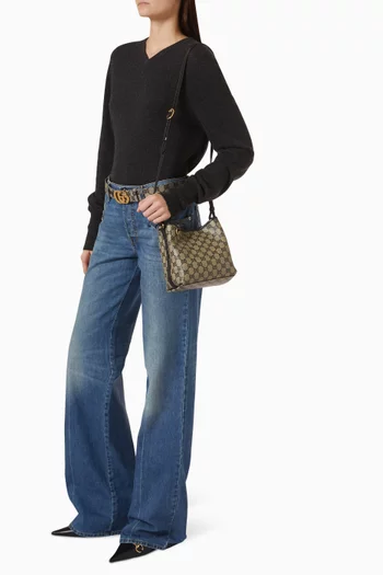 Mini GG Emblem Bucket Bag in Coated Canvas