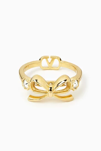 VLogo Floc Crystal Bow Ring in Metal