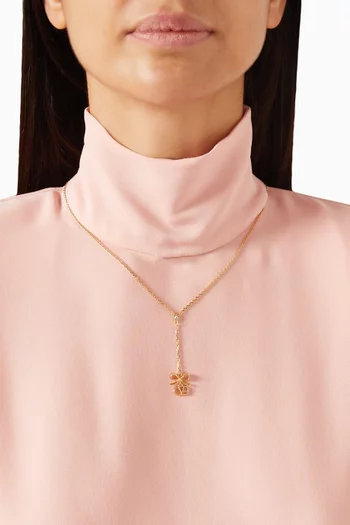 VLogo Floc Crystal Bow Necklace in Metal