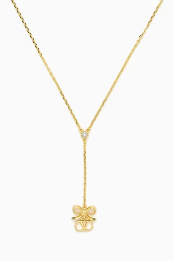 VLogo Floc Crystal Bow Necklace in Metal