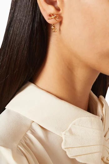 VLogo Floc Crystal Bow Earrings in Metal