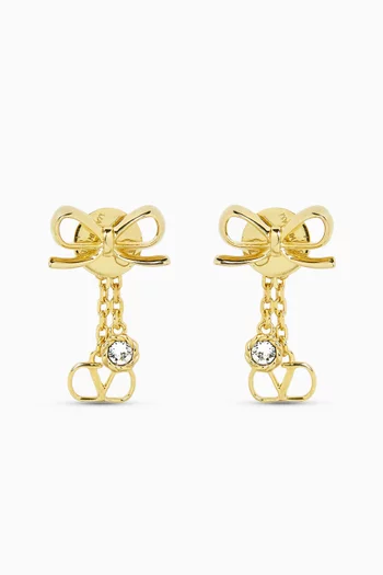 VLogo Floc Crystal Bow Earrings in Metal