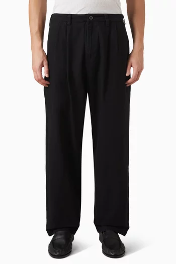 Pleated Pants in Cotton Twill