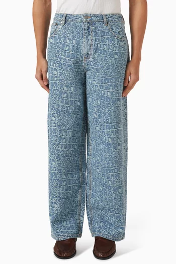 Croc-jacquard Jeans in Denim