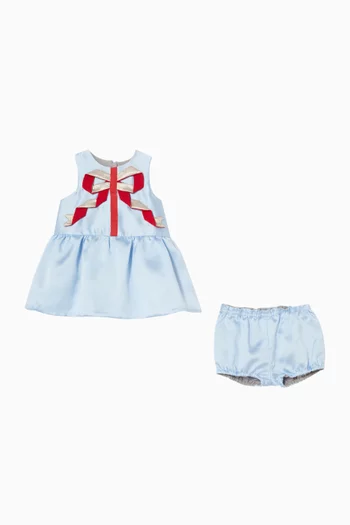 Origami Ribbon Shift Dress & Bloomers in Satin Twill