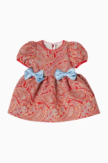 Puff-sleeve Bodice Dress & Bloomers in Metallic Jacquard