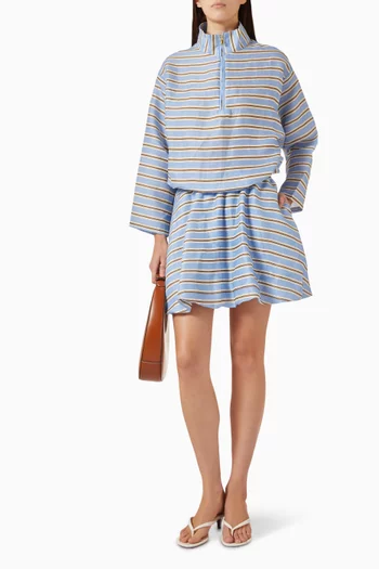 Striped Zip-up Jacket in Linen