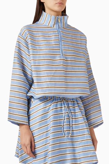 Striped Zip-up Jacket in Linen