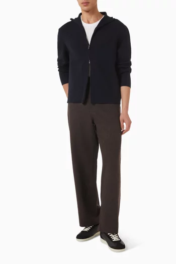 Funnel-neck Zip-up Jacket in Milano Knit