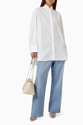 Wing-collar Tuxedo Shirt in Cotton