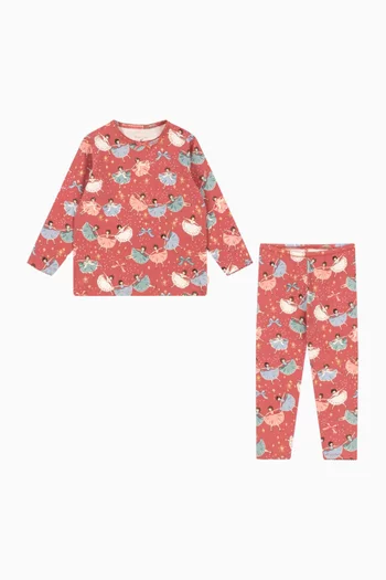 Ballerina-print Blouse & Leggings Set
