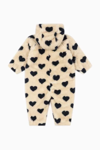 Heart-print Romper in Faux Fur