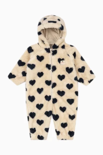 Heart-print Romper in Faux Fur
