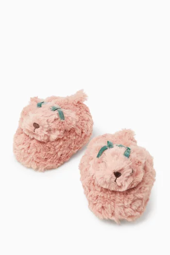 Teddy Bear Slippers in Faux Fur