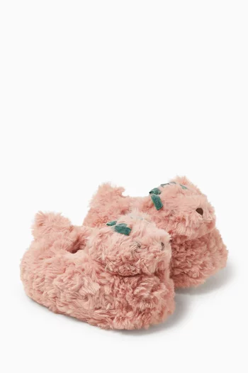 Teddy Bear Slippers in Faux Fur