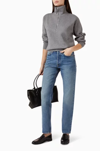 Mock-neck Half-zip Sweater