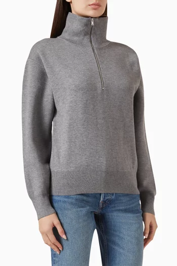 Mock-neck Half-zip Sweater