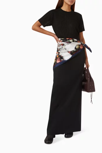 High-waist Column Maxi Skirt in Wool