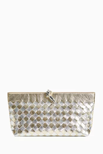 Andiamo Boat Pouch in Intrecciato Lamina Leather
