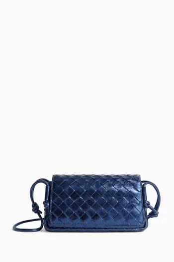 Notturno Pouch in Intrecciato Lamina Leather