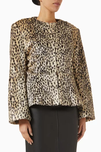 Dalmatian Peplum Jacket in Faux Pony Hair