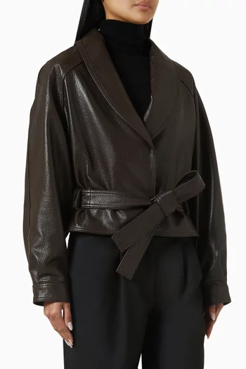 Shawl Collar Jacket in Lambskin Leather