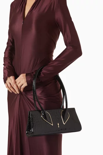 Venus Shoulder Bag in Croc-embossed Leather