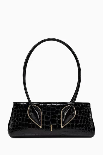 Venus Shoulder Bag in Croc-embossed Leather