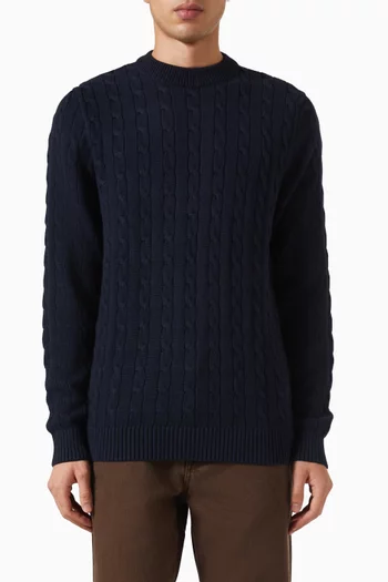 Crewneck Sweater in Cable-knit