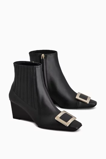 Belle Vivier 60 Wedge Booties in Leather