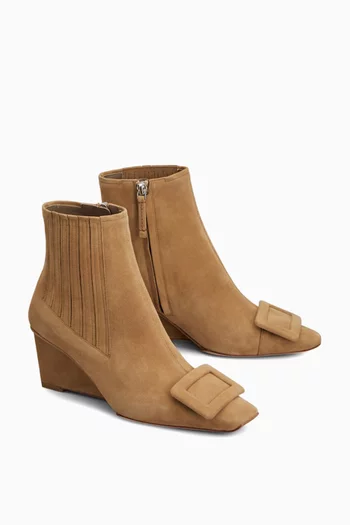 Belle Vivier 60 Wedge Booties in Suede