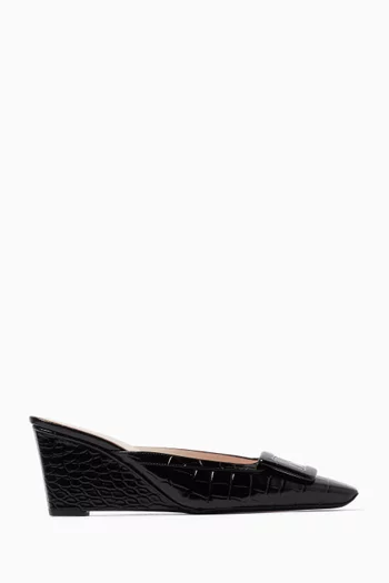 Belle Vivier 60 Wedge Mules in Leather