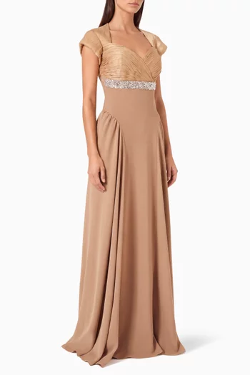 Crystal-embellished Pleated Dress