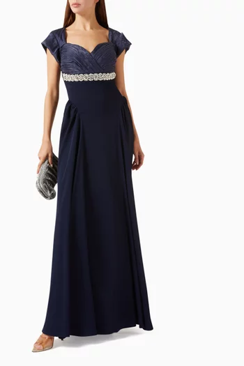 Crystal-embellished Pleated Dress