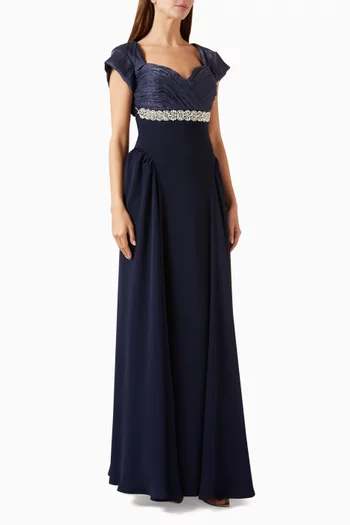 Crystal-embellished Pleated Dress