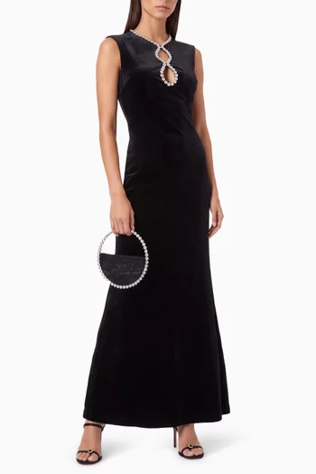 Lyra Embellished Dress in Velvet