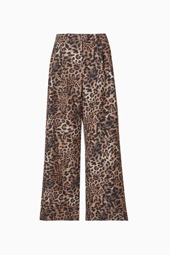 Shaniya Leopard-print Wide-leg Pants in Crepe