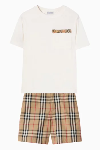 Check Trim T-shirt in Cotton