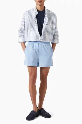 Embossed Logo Patch Pocket Shirt in Cotton Poplin