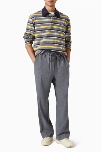 Vintage Striped Long-sleeve Polo Shirt